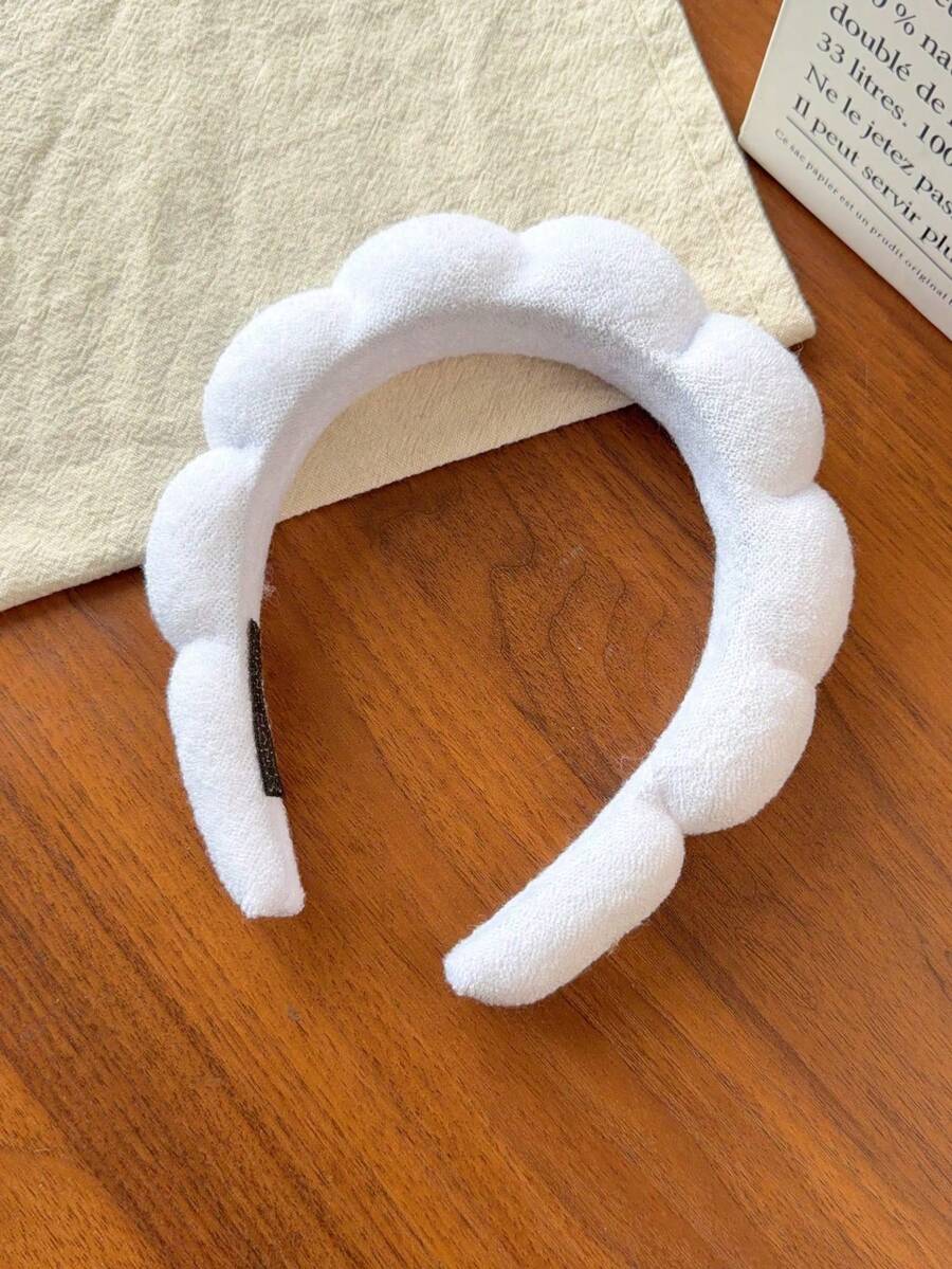 1 Cute Soft Fluffy Cloud Design Colorful Plush Headbands, Adorable Hair Hoops For Girls To Use When Skincare & Makeup - Multicolor - View 1
