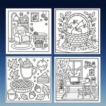1pc Comfortable Adult Coloring Book - Thick Single-Sided Pages Autumn Theme: Pumpkin & Leaves - Relaxing, Birthday/Holiday Gift Perfect For Coloring Party And Relaxation Time - High-Quality Fine Lines, High-Definition Printing, Artistic Outlines, Essential For Creative Hobbyists,Enhancing Creativity, Beautifully Designed - Warm and Comfortable - View 2