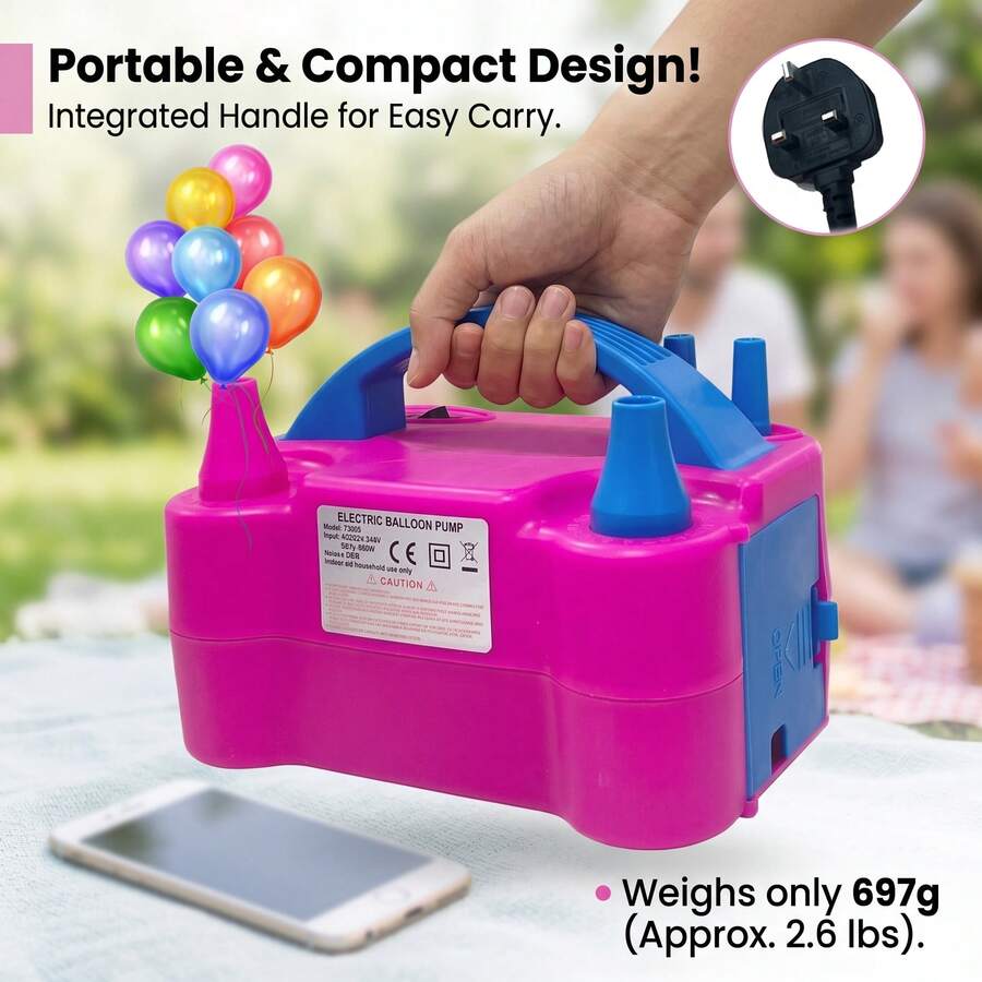 AOYI Electric Balloon Inflator, Dual Nozzle, Portable Lightweight Pump, Fast And Convenient Balloon Inflator, Suitable For Parties, Weddings, Birthdays, Celebrations - UK Plug(220-240V) - View 1