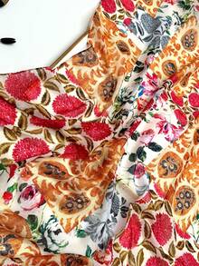 1pc Simple Printed Women's Scarf, Fashionable New Style Sun Protection Beach Shawl, Linen Feel Silk Scarf For Women - Red - View 8