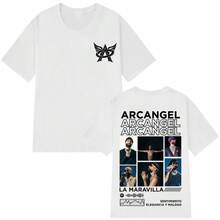 T-shirt imprimé Rapper Arcangel Album Tour 2026 pour hommes et femmes, mode été, manches courtes, décontracté, surdimensionné, en coton. - Blanc - Voir 2