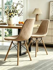 1pc, 2pcs, Solid Color Silver Fox Velvet Fabric, High-Elastic Shell Chair Cover, Nordic-Style Makeup Stool, Wear-Resistant And Scratch-Resistant, Dustproof And Stain-Resistant, Home Essentials.Suitable For Bedroom, Living Room, Dining Room, And Hotel. - Light Coffee - View 13