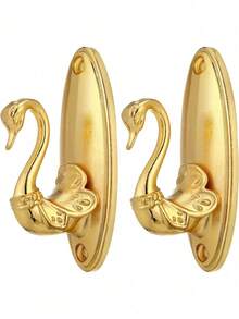 Swan-Shaped Gold Vintage Metal Wall Hook, Curtain Hook, Traditional Style, Easy-To-Install Fastener - Multicolor - View 1