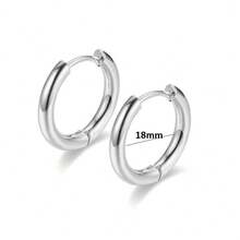 VOGRAC Stainless Steel Hoop Earrings, Available In 18K Gold And Silver, Minimalist Design, Comfortable And Easy To Pair For Everyday Wear - Silver - View 7