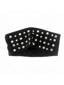 1pc Women's Black Wide Elastic Sports Yoga Headband, Fashionable Versatile Premium Elegant Minimalist Style Hair Scarf Headband Hair Accessory, Suitable For Daily Outings, Casual, Party, Commute, Vacation, Hair Tying, Hair Styling, Makeup, Outfit Matching, Hair Ornament - Black - View 3