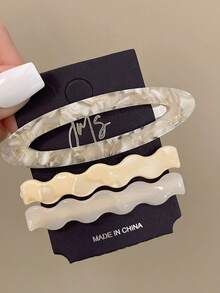 3 Stück elegante ovale BB-Clips im französischen Stil aus Acetat, Wellen- und Glatt-Clips mit süßer Textur, Haarspangen, süße Mädchen-Haarspangen, geeignet für den täglichen Gebrauch und Feiertage, Damen-Festivalgeschenk - Verschiedenfarbig - Übersicht 6