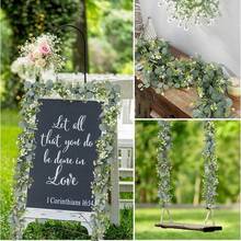1/2/50pcs Artificial Eucalyptus Garland With White Flowers, 5.9ft/180cm Silver Leaf Eucalyptus & Baby's Breath Wreath, Faux Greenery Vine For Wedding, Party, Fireplace Mantel, Table Runner, Home Decor, Office Decor, Summer Decoration - Apple Leaf Cane-green - View 2