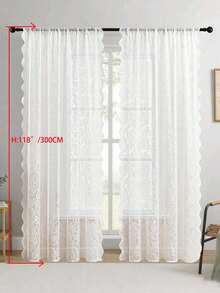 1pc/2pcs Embroidered Sheer Curtains, Floral Leaf Pattern, Rod Pocket, UV Protection, Breathable, Transparent, Polyester, Rod Pocket, No Lining, For Living Room, Bedroom, Dining Room - White - View 20