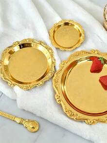 4pcs/1PC-Metal Fruit Cake Tray, Multiple Sizes And Specifications Available To Meet Daily Needs, Suitable For Daily Decoration, Party Holiday Decoration, Practical Family Gathering Tray, Birthday Party, Holiday Party And Back To School Season. - Multicolor - View 2