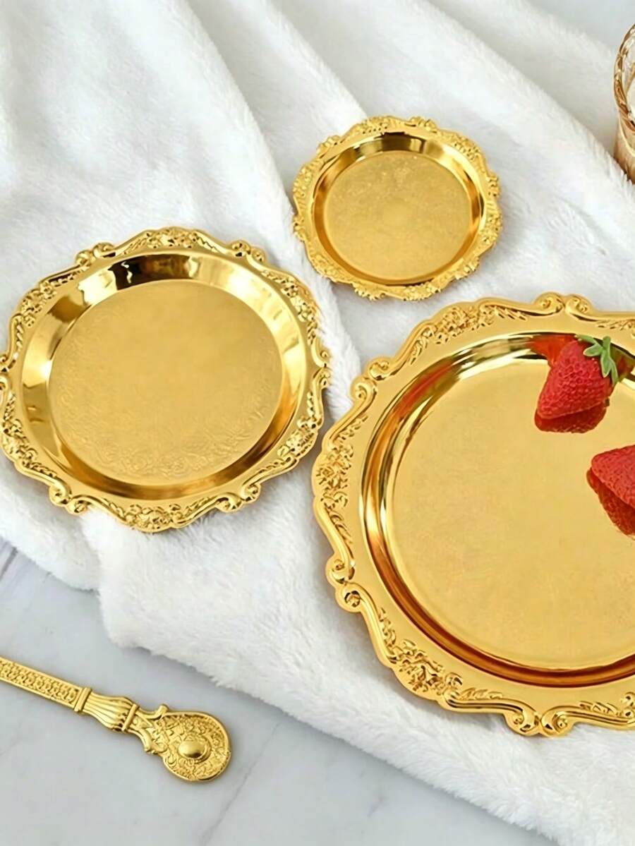 4pcs/1PC-Metal Fruit Cake Tray, Multiple Sizes And Specifications Available To Meet Daily Needs, Suitable For Daily Decoration, Party Holiday Decoration, Practical Family Gathering Tray, Birthday Party, Holiday Party And Back To School Season.