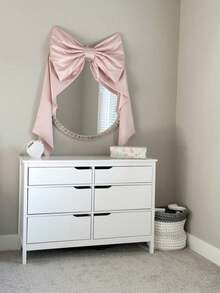 Blush Pink Bow Mirror Decor, Princess Style Bedroom Wall Decoration, Girls Room Soft Furnishing, 1st Birthday Party Decoration, Bow Banner - Multicolor - View 3