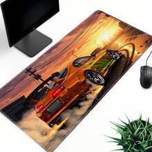 Extra-Large Gaming Mouse Pad Featuring An Anime-Style Orange Drift Sports Car; Suitable For Gaming, Studying, And Office Use. A Durable, Easy-To-Clean Desk Accessory And An Ideal Gift For Friends; Available In Multiple Sizes. - Mouse Pad - View 4
