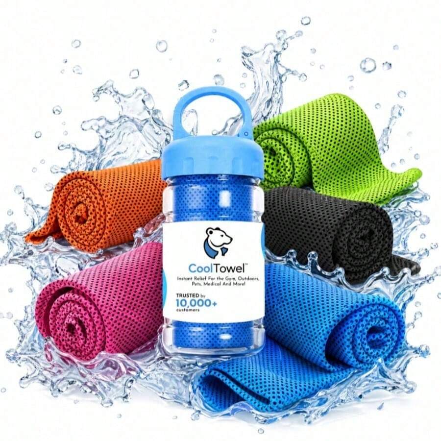 1pc Portable Cooling Towel Bottle, Reusable, Soft & Absorbent, Cool Feeling, Use Anytime Anywhere - Multicolor - View 1
