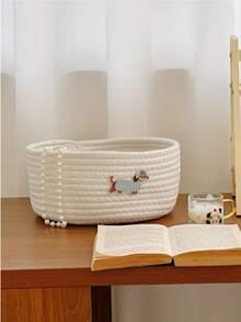 1pc/3pcs Fabric Storage Basket, Suitable For Gift Shop Toy Organization, Seaside Style Seagrass Woven Storage Basket, Bohemian Style, Applicable For Home Storage Decoration, Dorm Desk Storage, Bedside Storage - Dog Basket - View 12
