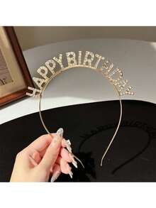 Happy Birthday Headband With Sparkling Rhinestone Letters, Funny Party Hair Accessory For Adults, Suitable For Scene Decoration And Atmospheric Photo Props - Multicolor - View 11