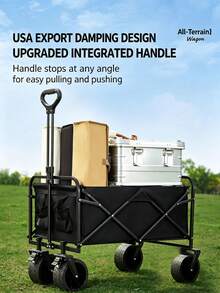 Camping Cart With Tabletop, Outdoor Picnic & Outing, Pull Handle, Mobile Foldable Trolley - Multicolor - View 4