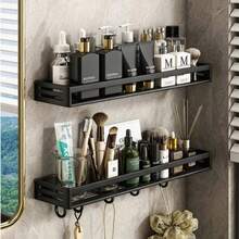 Estantería de almacenamiento para baño, estantería de almacenamiento para cocina, almacenamiento de pared de cocina, estantería de almacenamiento para balcón, adecuada para cocina, baño, inodoro, balcón, material de aleación de aluminio, resistente y duradero, a prueba de humedad y óxido, estantería de almacenamiento para botellas y frascos, ahorra espacio, dos métodos de instalación, estantería de almacenamiento sin taladro - A - Ver 2