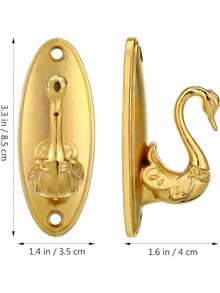 Swan-Shaped Gold Vintage Metal Wall Hook, Curtain Hook, Traditional Style, Easy-To-Install Fastener - Multicolor - View 10