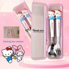 2pcs/Set Set Peralatan Makan Portabel Stainless Steel Sanrio, Peralatan Makan yang Dapat Digunakan Kembali, Sendok dan Garpu untuk Perjalanan Luar Ruangan, Cocok untuk Berbagai Acara, Sempurna sebagai Hadiah Liburan (Kotak Peralatan Makan Dapat Dilepas atau Tidak Dapat Dilepas, Diberikan Secara Acak) - MultiWarna - View 18
