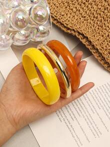 3pcs Yellow Round Bracelet Set, Suitable For Women, Versatile And Personalized, Perfect For Travel, Vacation, Dating, Shopping, Party, Daily Wear, Outdoor Activities, Photography, Birthday Gift - Multicolor - View 7