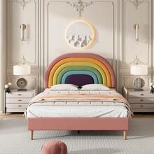 Upholstered Bed 140*200, With Slatted Frame And Headboard, Youth Bed, For Adults & Teenagers - Pink - View 5