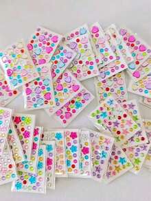 Shiny Gem Stickers - Self-Adhesive Acrylic Gem Valentine's Day Stickers, Face Gems, Glitter DIY Cosmetics, Music Festival Crafts, Etc. Shiny Rhinestone DIY Crafts, High-Quality Acrylic Gems, Easy To Apply, Dazzling Decorative Stickers - Multicolor - View 2
