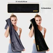 1PC Black & Gold Fitness Towel, SPORT Embroidered Sports Towel, Super Absorbent Club Towel, Portable Soft Training Towel, Suitable For Fitness, Running, Yoga, Swimming, Outdoor Sports, Gym, Multi-Purpose Training, Travel, Beach, Camping, Unisex Towel - Multicolor - View 6