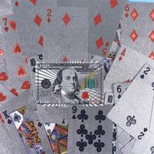 Silver Foil $100 Bill Pattern Waterproof Playing Cards, Premium Metallic Tone Poker Card Set, Suitable For Game Night, Party, Creative Collection - Multicolor - View 10