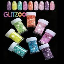 GLITZOO 全息美甲亮片貼紙，8色幻彩玻璃紙不對稱亮片，漸層冰晶美甲亮粉，適用於壓克力美甲、DIY美甲與樹脂手工藝 - 彩色 - 查看 6