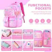 1 Set Dreamy Gradient Quicksand Large Capacity Girls Backpack Set With Pencil Case And Lunch Bag, Back To School Essentials - Sets - View 2
