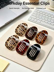 4PCS 2026 New Elegant Curved Flat Abalone Alligator Hair Clips, Large Size High-End Hair Claw Clips For Women's Back Head Updo - Multicolor - View 3