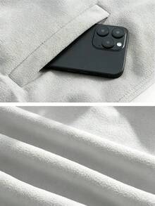 Caldwick Men's Spring/Autumn Open Front Hoodless Sweatshirt Casual Fashion Stand Collar Fleece Jacket Outdoor Hiking Sports Top - Light Grey - View 6