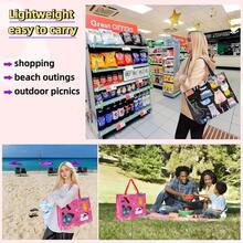 6 Pack Reusable Grocery Bags Foldable Large Reusable Shopping Bags, Supermarket, Picnic, Beach Home Storage - Pink Black - View 2