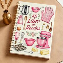 DANPERJI 1pc 5.5"X8.3" Spanish Recipe Journal "Mi Libro De Recetas" Spiral Notebook, Cute Baking Cooking Home Chef Organizer School Supplies - Multicolor - View 6