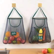 1pc Large Capacity Double Layer Hanging Mesh Storage Bag, Reusable, Suitable For Storing Fruits And Vegetables, Washable, Can Be Hung On Wall, Also Used For Storing Garlic, Potatoes, Onions Or As Food Pantry Storage Bag, Suitable For Kitchen - View 6
