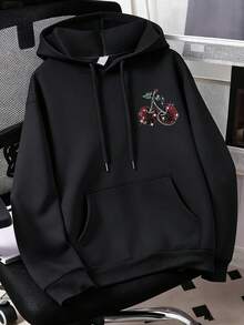 Sweatshirt Kasual Ukuran Besar untuk Musim Gugur/Dingin, Pakaian Ideal untuk Wanita di Musim Gugur/Dingin, Warna Hitam - Hitam - View 3