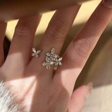 1pc Niche Design Fashion Luxury Exquisite Personalized High-End Minimalist Cubic Zirconia Butterfly Open Ring, Suitable For Women's Daily Wear - Silver - View 5