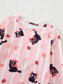3 Sets Girls Long Sleeve Long Pants Pajamas Cartoon Cute Print Spring Autumn Home Wear All-Over Print Set - Multicolor - View 4