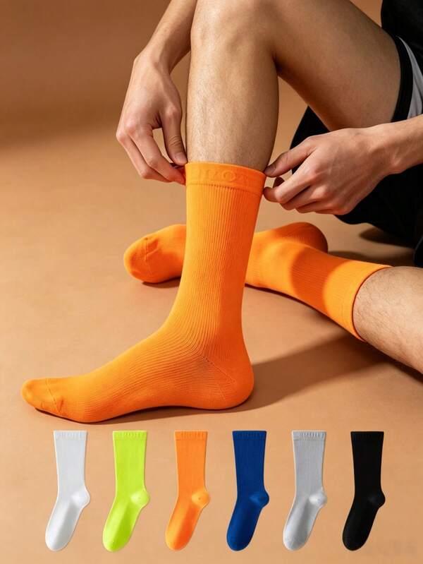 1/3/6 Pairs Men's Mid-Calf Socks, Cycling Mid-Calf Socks, Antibacterial Breathable Moisture-Wicking Socks, Fitness Running Professional Ankle Support Compression Socks, All-Season Versatile, Soft Breathable, Skin-Friendly Comfortable, High Elasticity Moisture-Wicking, Durable And Non-Tight; Suitable For Daily Commute, Casual Wear, Basketball, Cycling, Hiking, Running And Other Sports, Sports Socks, Fitness Training Socks.