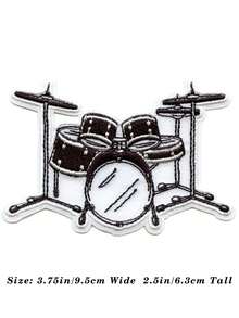 1pc Drum Kit Rock Patch Genre Music Musician Embroidered Iron On - Multicolor - View 3