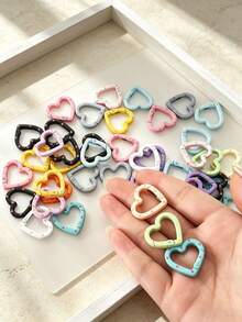 12/34pcs Random Color Mixed Heart, Flower, Donut, Cat And More Styles Painted Candy Color Spring Clasp Open Ring Keychain Pendant, Suitable For DIY Handmade Decoration Crafts, Bag Hook - Random Color Mixing - View 11