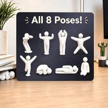 8pcs Creative Game Character Figure Set, Expression & Pose Figurines, Dab / Knee-Hugging Stretch Design, Gen Z Gamer Desktop Decor, Room & Office Decoration, Suitable For Halloween & Christmas Gifts - Multicolor - View 5