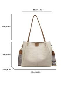 Premium Large Capacity Commuter Tote Bag For Women 2026 New Woven Texture Handbag Fashion Crossbody Shoulder Underarm Bag - Beige - View 3