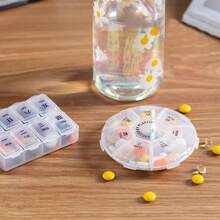 Round Portable Pill Box, Medication Planner, Small 7-Day Weekly Travel Container, Medicine, Vitamin Holder, Pill Storage Box, Pill Dispenser, Daily Organization And Reminder - View 7