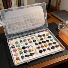 50pcs Natural Mineral Specimen Set With 100 Types Identification Guide, Crystal Agate Fluorite Home Decor Ornament Holiday Gift - Multicolor - View 2