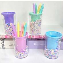 Colorful Square/Round Foam Pen Holder Student Gift Learning Stationery Desktop Storage Pen Holder Back To School Essential, First Day Of School - Multicolor - View 6