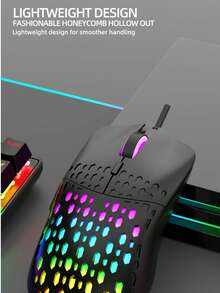 Mouse con cable RGB brillante con agujeros para juegos - Blanco - Ver 5