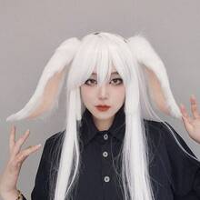 1件裝逼真動物耳朵髮箍,Cosplay 動漫展萬聖節聖誕節新年生日主題派對表演道具髮飾,毛絨兔耳朵髮箍 - A - 查看 2