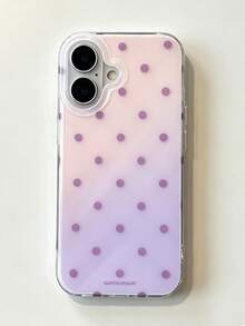 時尚手機殼，極簡可愛設計，黑白波點圖案，適用於 iPhone 11 至 17 系列，包含 Pro Max 版本 - 粉紅紫漸變 - 查看 3