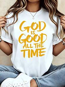 Loose Design/Plus Size"God Is Always Good"Christianity T Shirt Women's Religious Belief Statement Pattern T Shirt Casual Summer Tops - 白色 3 - 查看 1